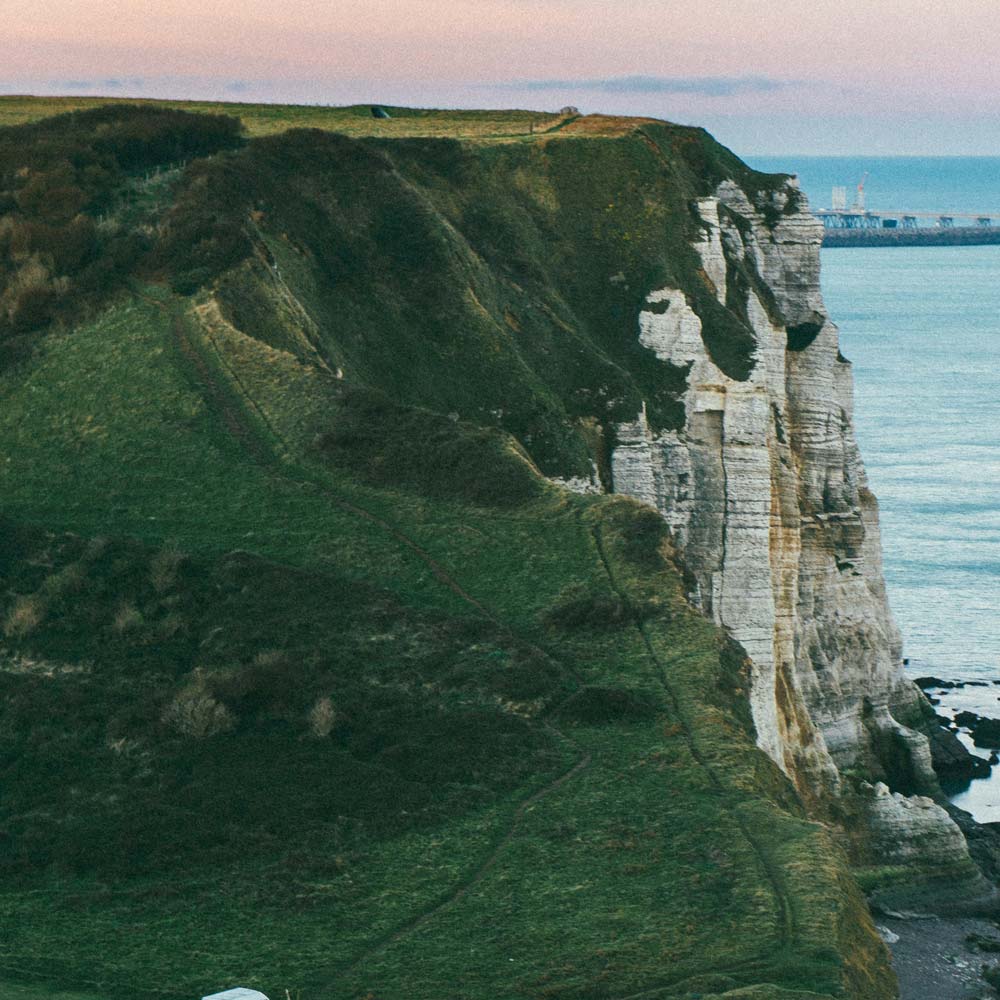 Mountain with water around